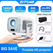 thumbnail image 1 of DITONG X3Plus Projecteur HD Natif 1080P 4K Prise en Charge Portable Mini Noir Neuf, 1 of 5