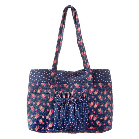 Floral Tote Bag: Navy, 18 x 13.5 inches - Walmart.com