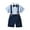 A Navy, variant on Toddler Boys Gentleman Outfit Little Boys Formal Short Set Short Sleeve Shirt with Suspender Strap Shorts Pink Size 5 Years