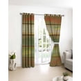 thumbnail image 3 of Sage Green Brown Blackout Curtains for Bedroom/Living Room, Thermal Insulated Kitchen Curtains, Country Vintage Ombre Wooden Grain Grommet Darkening Window Treatment Drapes 52"x72"x2, 3 of 8