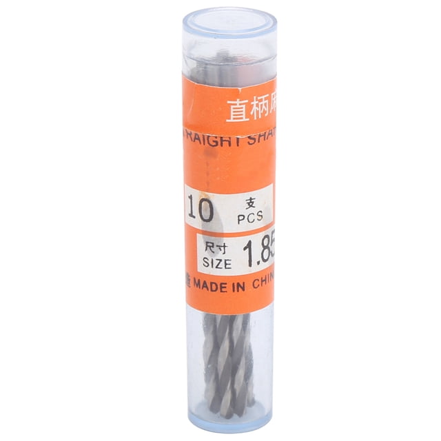 10 brocas helicoidales de vástago recto de acero de alta velocidad, perforadoras industriales de 1,85 mm