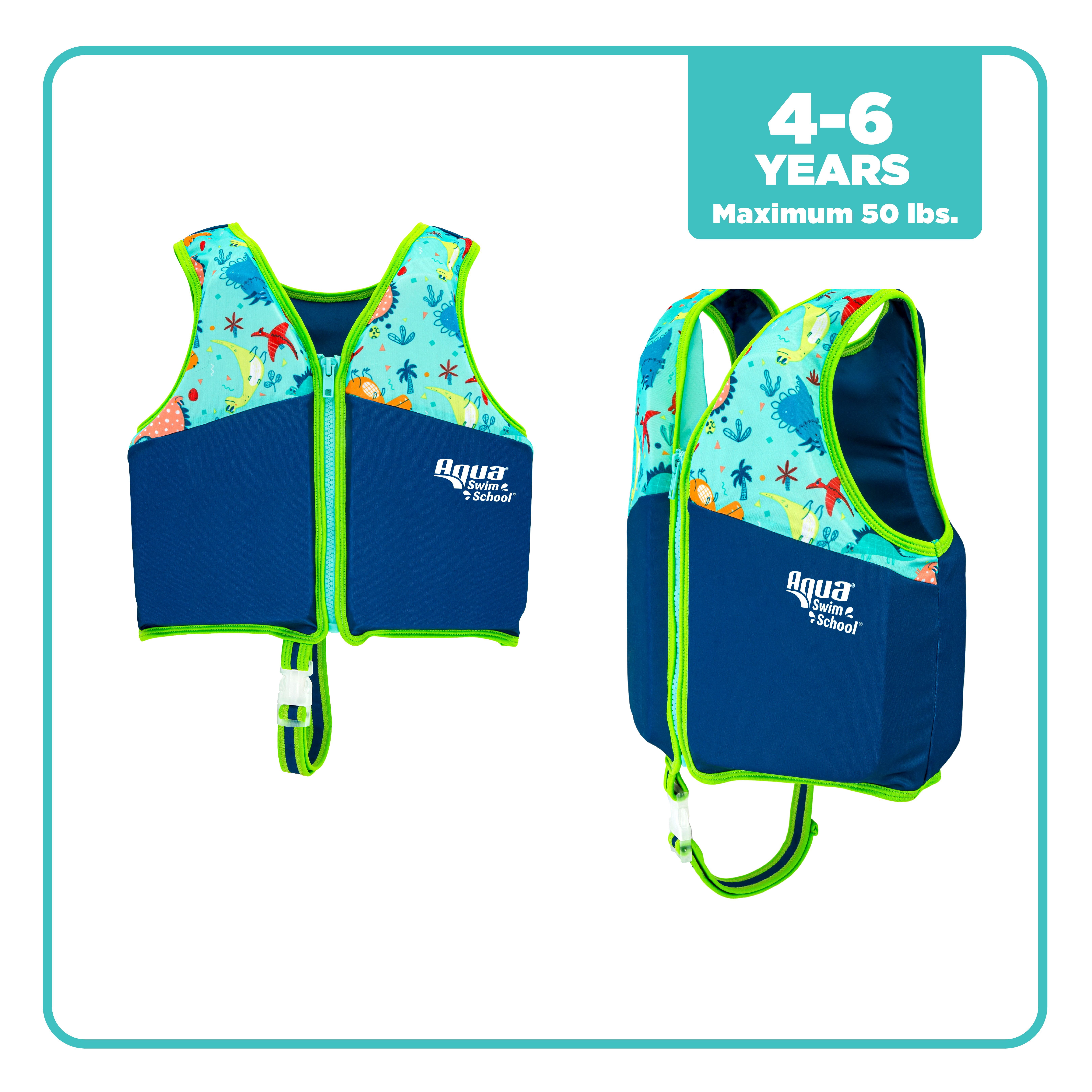 (2 pack) Swim School Blue Youth Sharks and Octopus Swim Training Vest, Size Medium-Large, Ages 4-6 Years