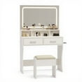 thumbnail image 1 of Garvee Coiffeuse avec Ensemble Banc, Miroir à DEL et Station de Recharge, Blanc, 1 of 8