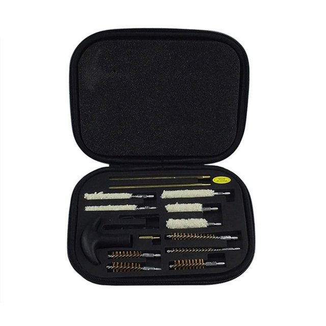 Kit de limpieza de pistola para calibre .22 .38/.357/9 mm .40 .45, cepillo universal para pistola con cepillo de bronce, punta de latón y adaptador ranurado