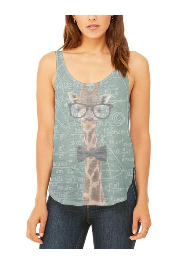 Giraffe Geek Math Formulas Juniors Flowy Side Slit Tank Top Multi 2XL