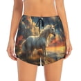 thumbnail image 4 of Lsque Starry Sky White Horse Printed Women's Running Shorts with Liner Pockets,Elastic Quick Dry Workout Athletic Gym Yoga Shorts,Womens High Waist Shorts-, 4 of 9
