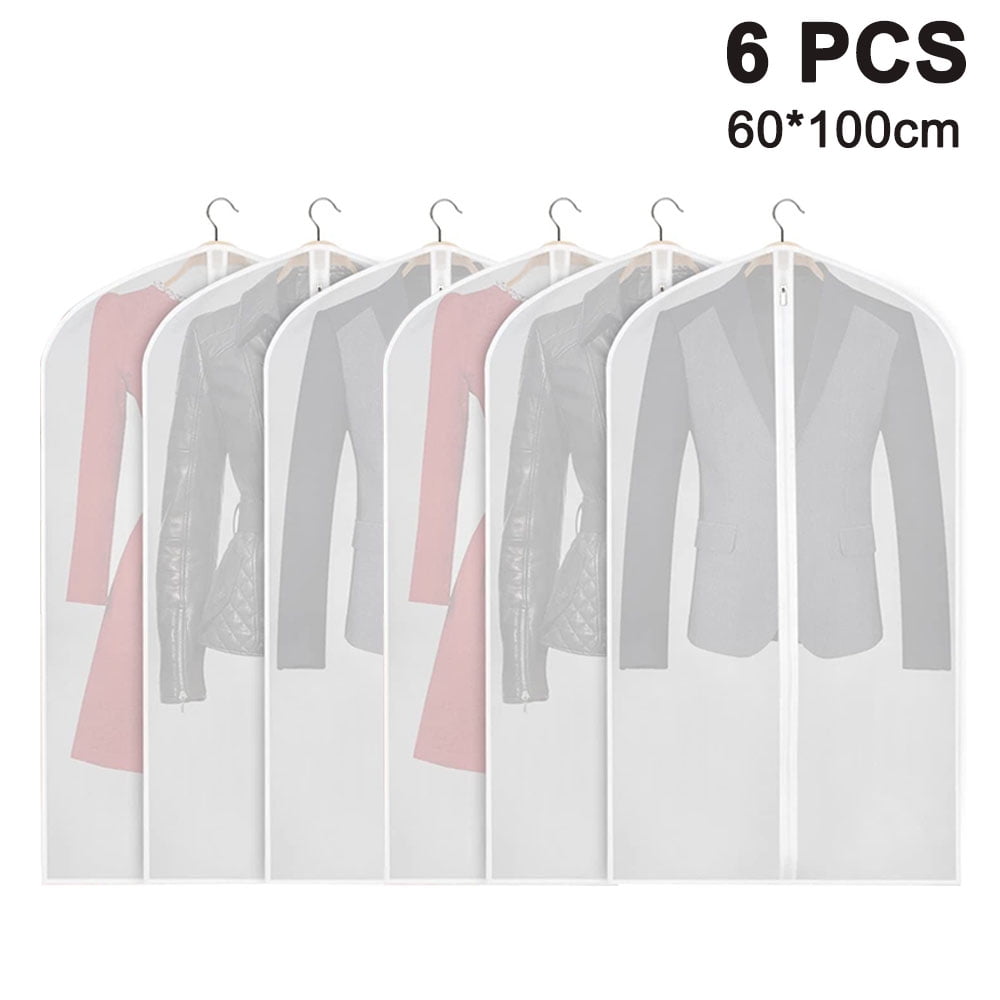 6pcs Clothes Garment Dust-proof Cover Suit Coat Hanging Storage Bag Protector 