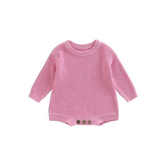 TSEXIEFOOFU Baby Knit Romper Long Sleeve Crew Neck Solid Fall Winter Bodysuit for Girls Boys