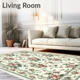 thumbnail image 2 of Flatwoven High Traffic Area Rug, Floral Rose, Non Slip, Stain Resistant, Washable Area Rugs for Living Room, Bedroom(Ivory, 5X7), 2 of 8