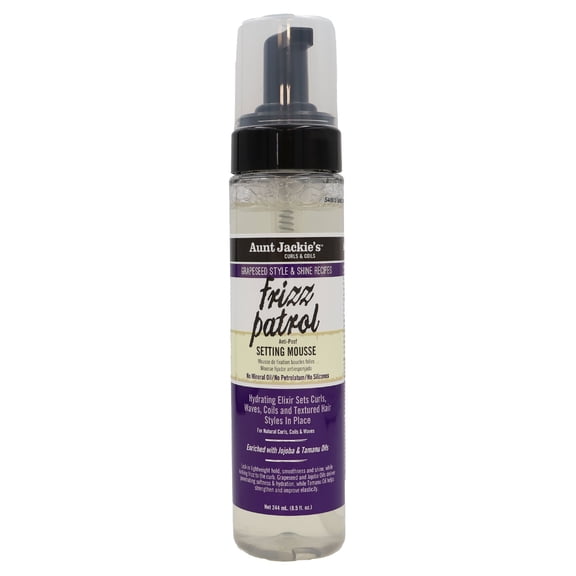 Aunt Jackie's Grapeseed Style Frizz Patrol Anti-Poof Twist & Curl Setting Mousse 8.5 oz