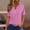 Pink, variant on ZZwxWA Women's Casual Solid Color Medium Short Sleeve V-Neck Top