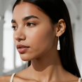 thumbnail image 3 of Pendientes ALEXCRAFT de plata de ley con barra larga para mujer, 3 of 7