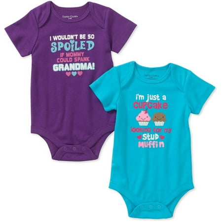 Faded Glory Newborn Girl Attitude Bodysuits, 2-Pack