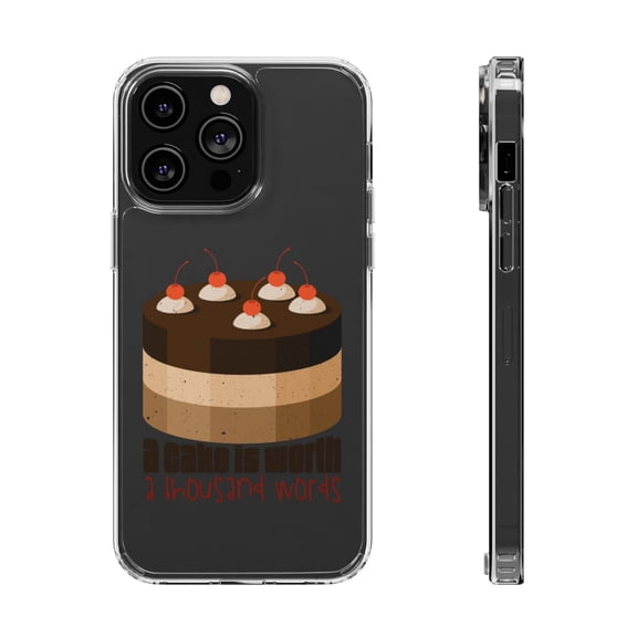 DistinctInk Clear Case for Apple iPhone 15 PRO (6.1" Screen) - Cake Worth Thousand Words