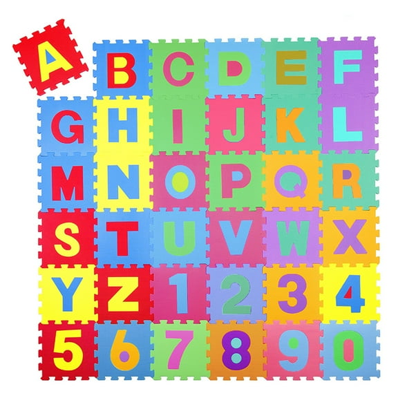 Educational Play Mat for Kids, Thickest Interlocking Foam Puzzle Mat, Non Toxic Alphabet & Numbers for Toddlers, Promote Early Learning & Visual Stimulation, Soft Durable