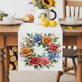 thumbnail image 5 of Table Runner Blue Pink Orange Rose Table Decoration for Kitchen Dinning Watercolor Wreath Table Decoration for Indoor Outdoor Party Wedding Decor 13x90 Inch, 5 of 7