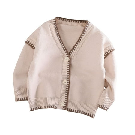 

cyber and Monday Deals BUIgtTklOP No Boundaries Girls Casual Cardigan Sweater Color Block Long Sleeve V-Neck Cardigan Coat with Two Pockets