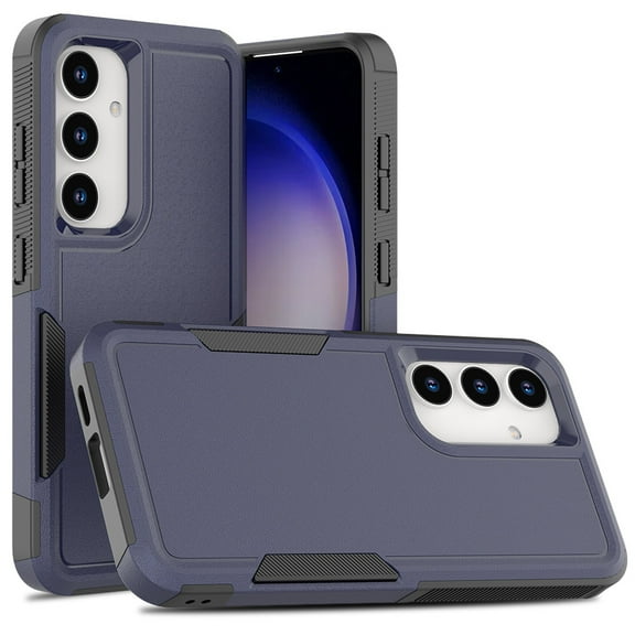 for Samsung Galaxy S23 FE Heavy Duty Case,Stylish 2 in 1 Military Grade Armor PC TPU Silicone Hybrid Rugged Shockproof Glossy Grip Edge Protective Anti-Scratch Back Phone Cover,Darkblue