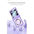 thumbnail image 4 of Built-in with Screen Protector Magnetic Case for Samsung Galaxy Z Flip 5 4 Compatible with Magsafe,Full Hinge Protection, Transparent Anti-Yellow Transparent Cover (Purple,for Samsung Z Flip 4), 4 of 18