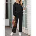 thumbnail image 4 of Weardear Womens Sweatsuits Sets Long Sleeve Crewneck Top & Wide Leg Pants Two Piece Outfits, 4 of 6