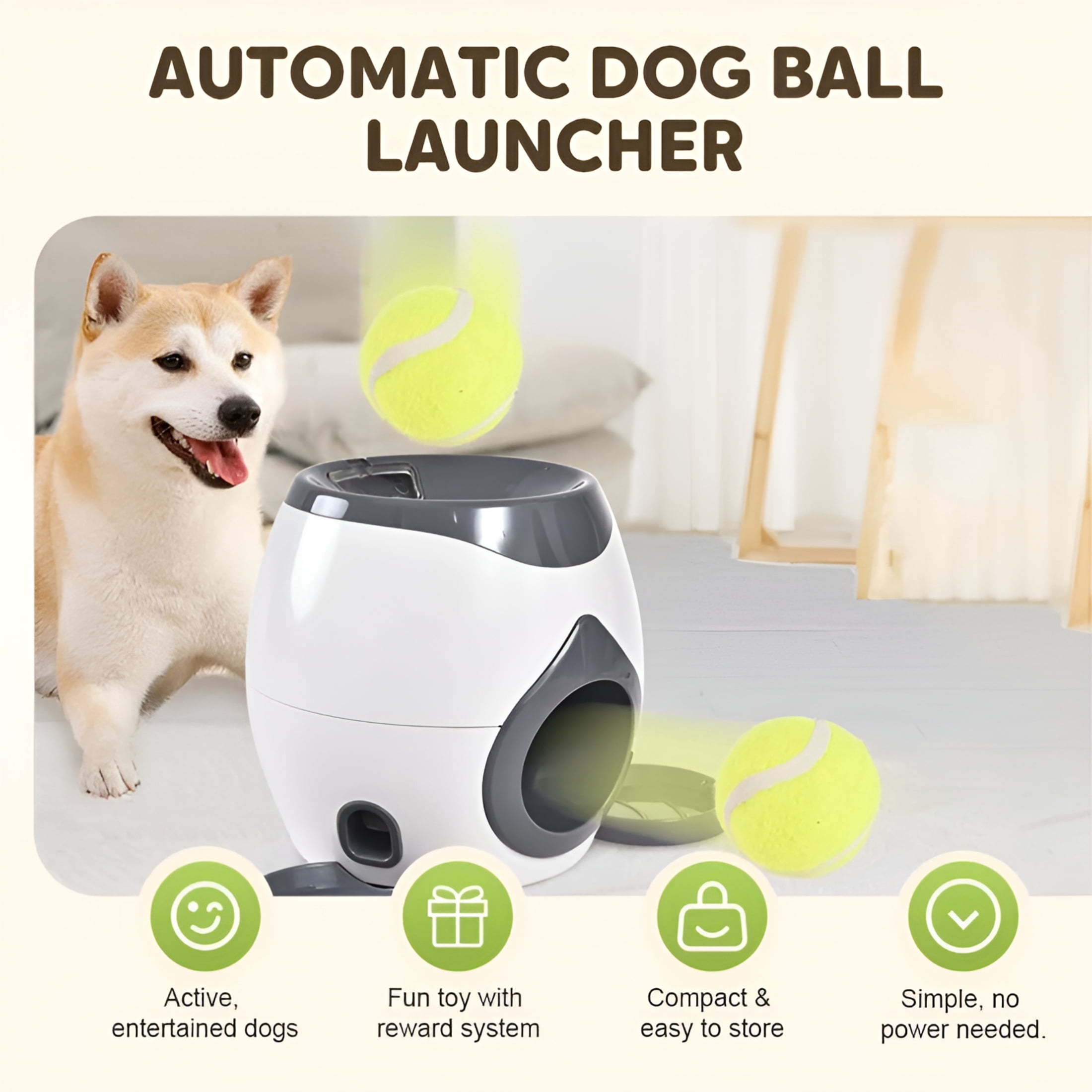 BESTSKY Dog Ball Thrower Launcher with Food Reward for Interactive Play & Training Ball Launcher for Dogs