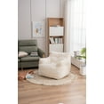 thumbnail image 5 of Bean Bag Chair with Teddy Fabric and Soft Tufted Covered, Fluffy Beanbag Sofa with Memory Sponge Filled, Comfy Lazy Sofa for Dorm Room, Office Room, Apartment or Study, Ivory, 5 of 9