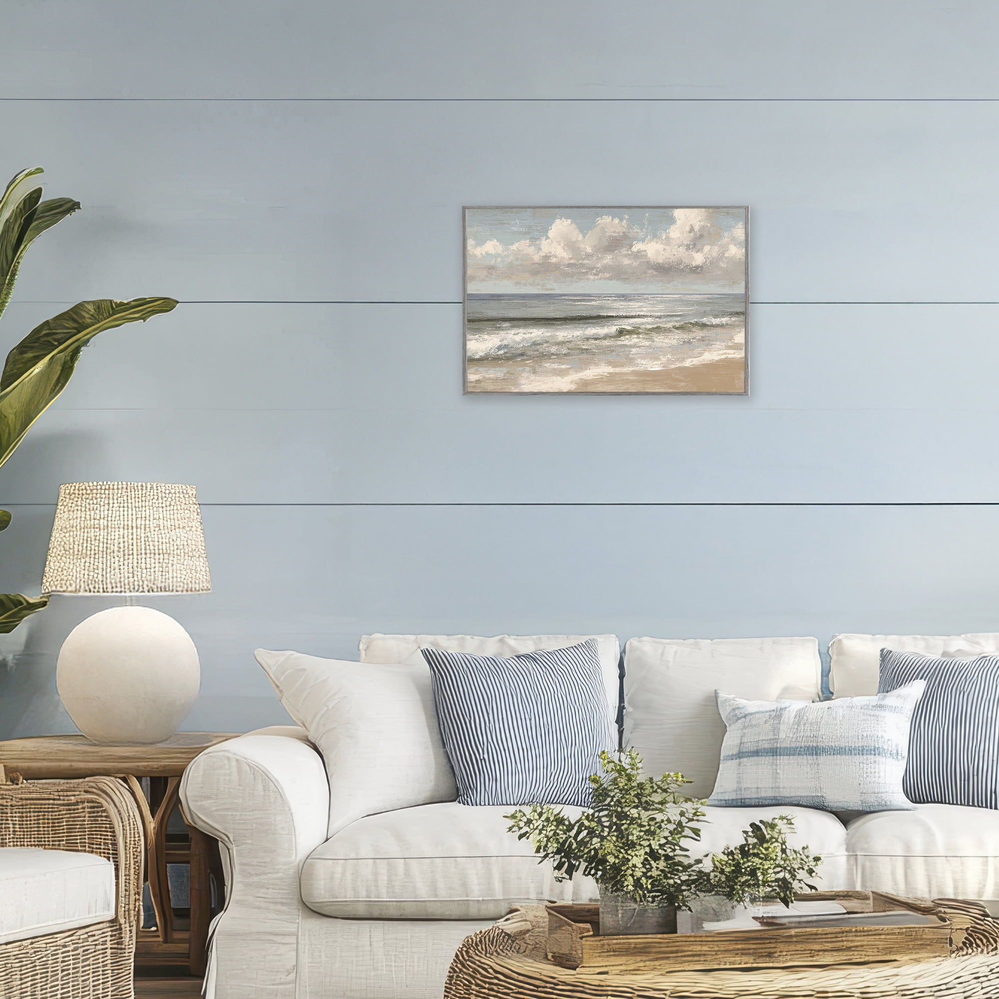 Stupell Industries Distressed Beach Horizon Gray Framed Giclee Art, design by Jacky Ngan