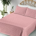 thumbnail image 3 of Ambesonne Pink Fitted & Flat Sheet with Shams 4 Pcs Set, Abstract 70s 80s Art Deco Vibe, King, Coral and White, 3 of 5