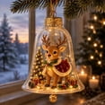 thumbnail image 3 of STIJGGN Christmas Story Ornaments, Glowing Bells Shape Mini Holiday Scene, Christmas Tree Hanging Decor, Home Decor & Festive Gift（Reindeer）, 3 of 5