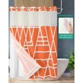 thumbnail image 2 of No Hook Shower Curtain with Snap in Liner, Abstract Geometric White Line Orange Texture Hotel Shower Curtains for Bathroom, Washable Shower Curtain Liner Set with Mesh Top Window, 72"x84", 2 of 6