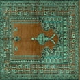 thumbnail image 1 of Ahgly Company Indoor Square Oriental Turquoise Blue Traditional Area Rugs, 5' Square, 1 of 4