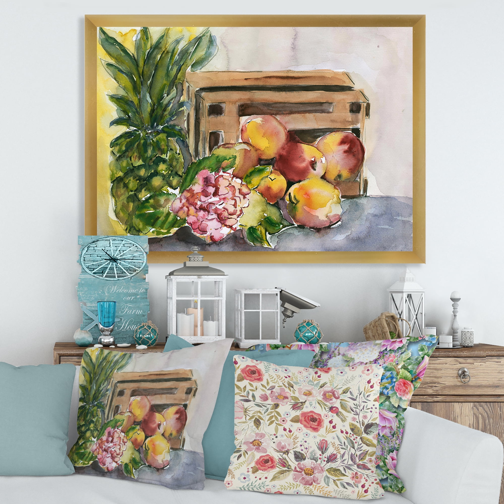 Designart 'Historic Fruits V' Farmhouse Framed Art Print
