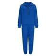 QIbmong 2pc Sweatsuits for Women Outfits Half Zipper V Neck Long Sleeve