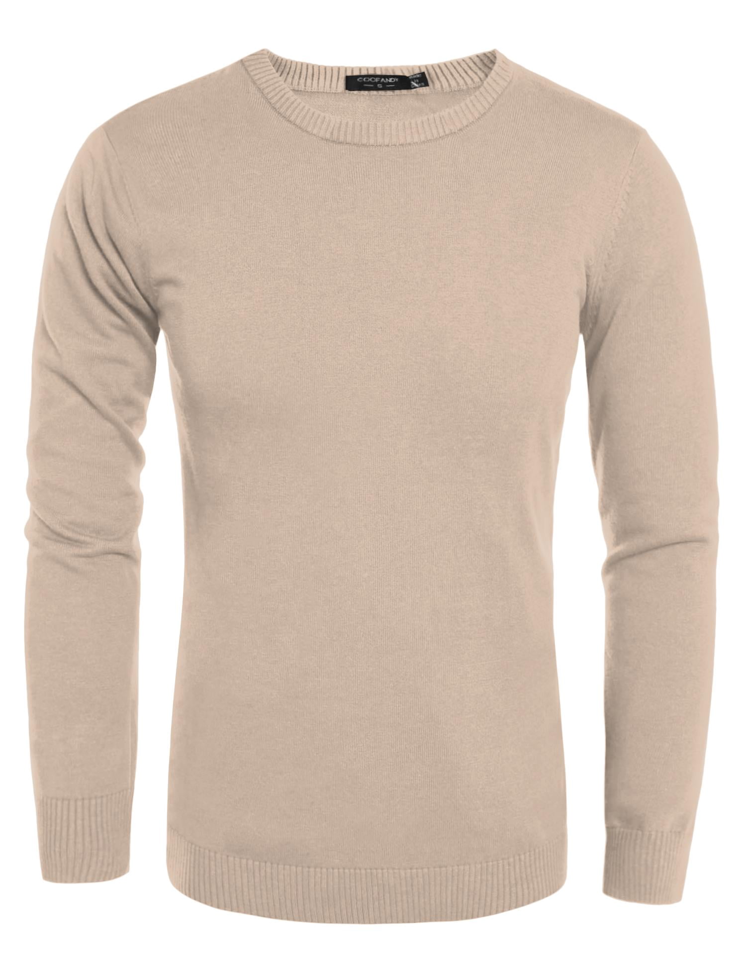 COOFANDY Men's Crew Neck Sweater Slim Fit Lightweight Sweatshirts Knitted Pullover for Casual Or Dressy Wear Camel