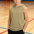 thumbnail image 2 of larppty Boys' Tank Tops Sleeveless Athletic Hoodies Pullover Sports Workout Basic T-Shirts Kids 5-15 Years Teens(7-8 Years,Khaki), 2 of 4