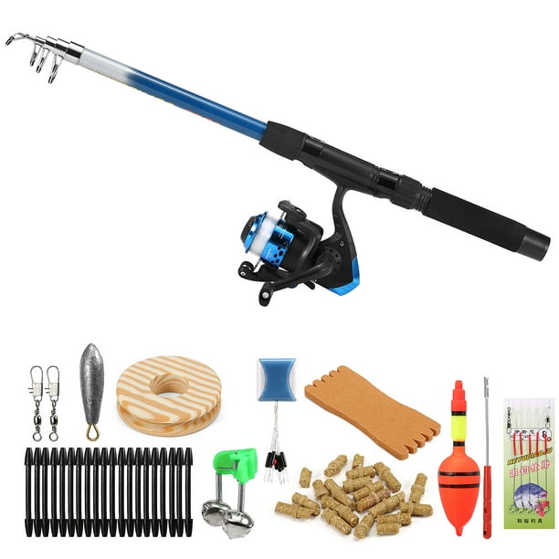 Fishing Rod and Reel Combo Full Kit 1.8m Telescopic Fishing Rod Pole and  Spinning Reel Set with Lures Swivels Bell Float Hair Rigs Fishing  Accessories 