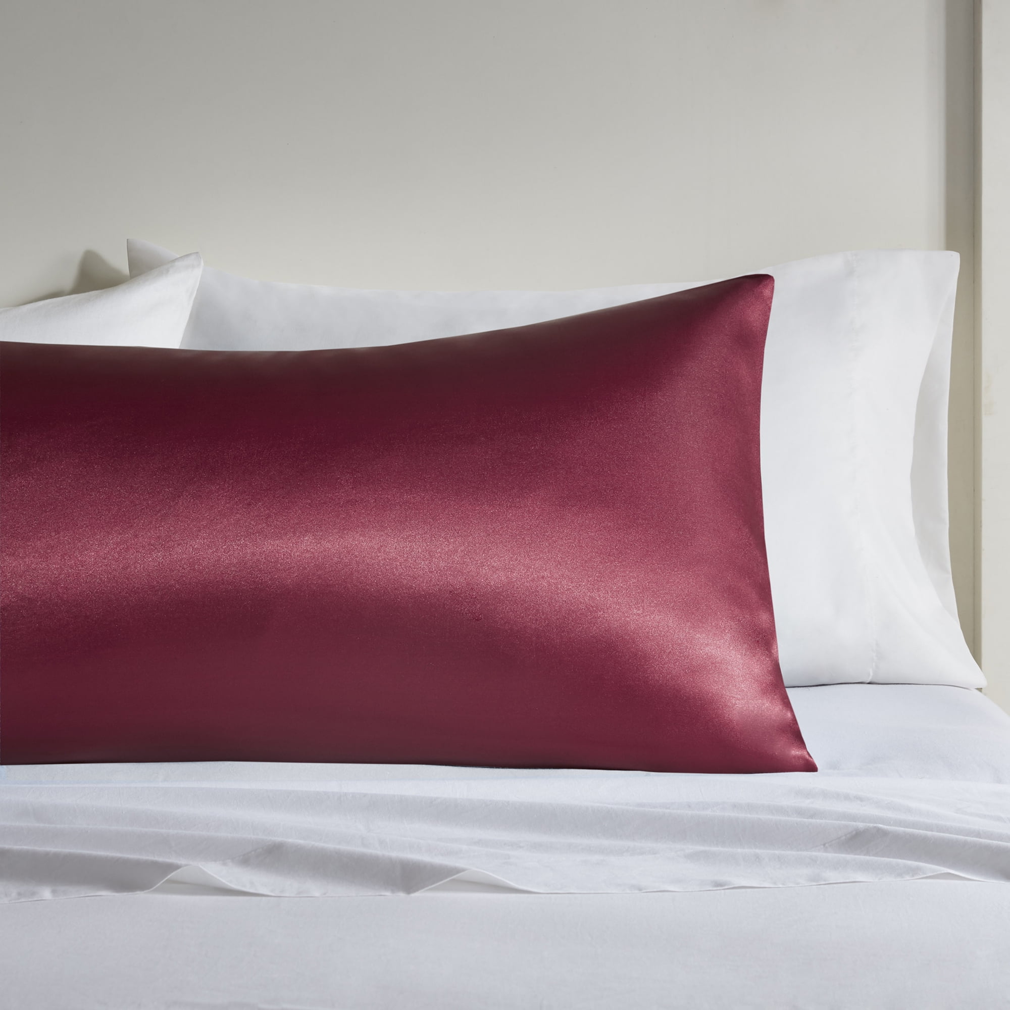 Mainstays Woven Satin Solid Standard Pillowcase Cover, 20"x32", Red, 1 Each