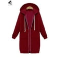 thumbnail image 3 of PULLIMORE Womens Casual Zip up Hoodies Plus Size Long Hooded Sweatshirts Jackets with Pockets (XL, Red), 3 of 8