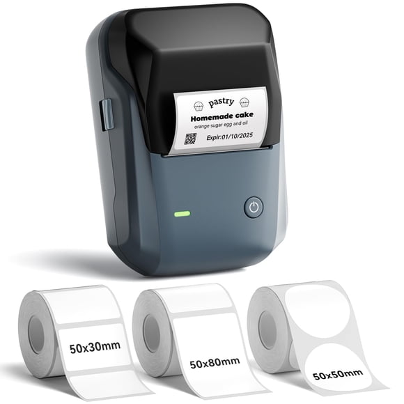 NIIMBOT B1 Label Maker Machine with 3 Tapes, 50x30mm/50x80mm/ 50x50mm Round Labels, Bluetooth Thermal Label Printer for Small Business,Office,Home,Sc