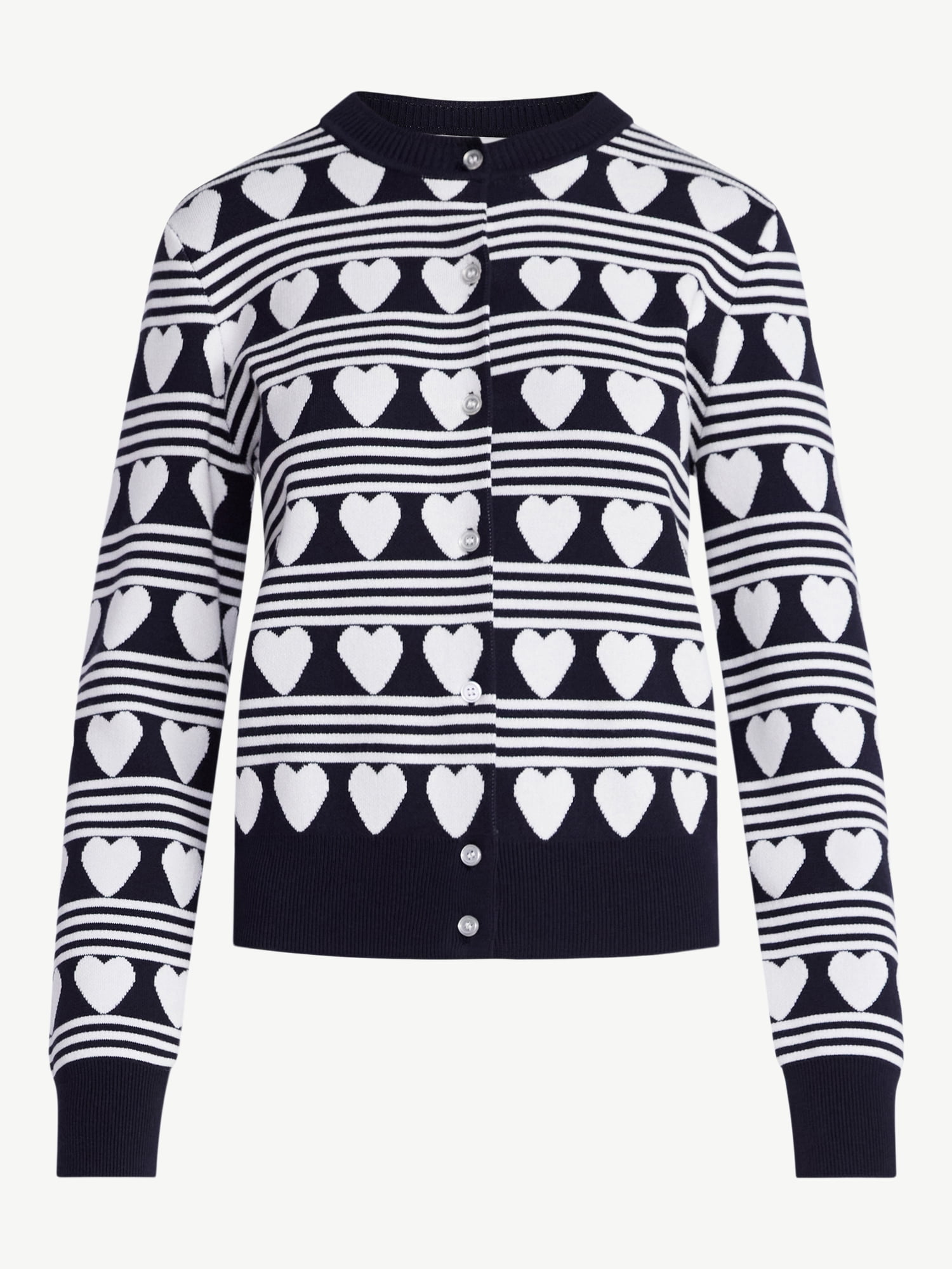 Free Assembly Women's and Women's Plus Solid, Stripe, & Print Classic Cozy Yarn Cardigan Sweater, Lightweight, Sizes XS-4X