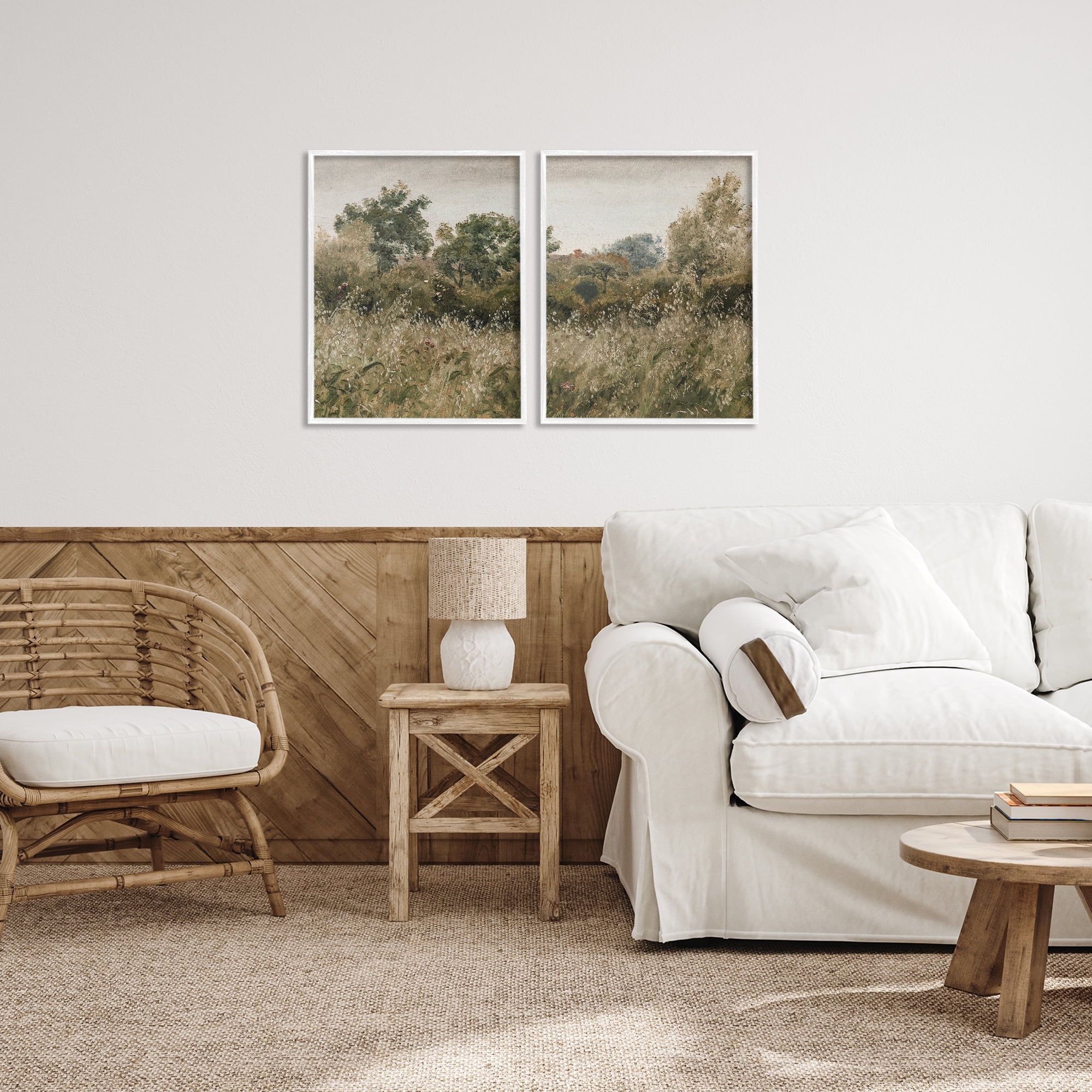 Rural Foliage Thicket 2 Piece White Framed Giclee Art Set, design by Lettered and Lined