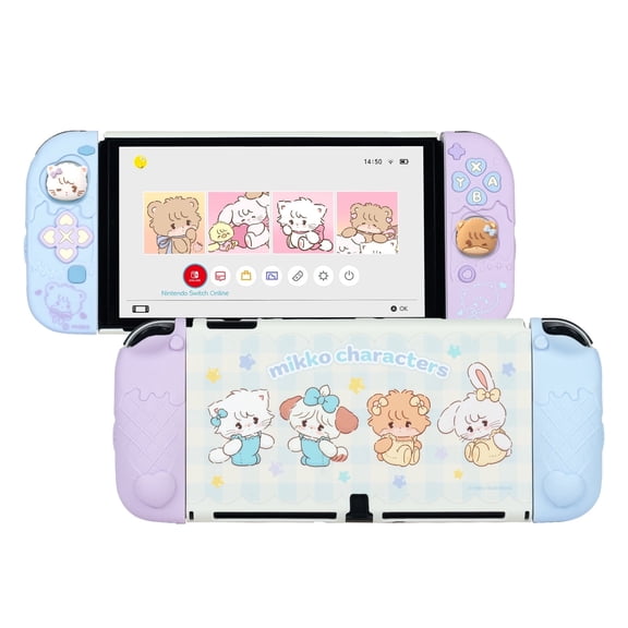 GeekShare Protective Case for Nintendo Switch OLED Silicone Cover for Joy Con with Thumb Grips Mikko