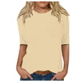 thumbnail image 1 of T-Shirts pour Femmes Col Rond Manches 3/4 Blouse Imprimée Confortable pour Sortir Beige TG, 1 of 4