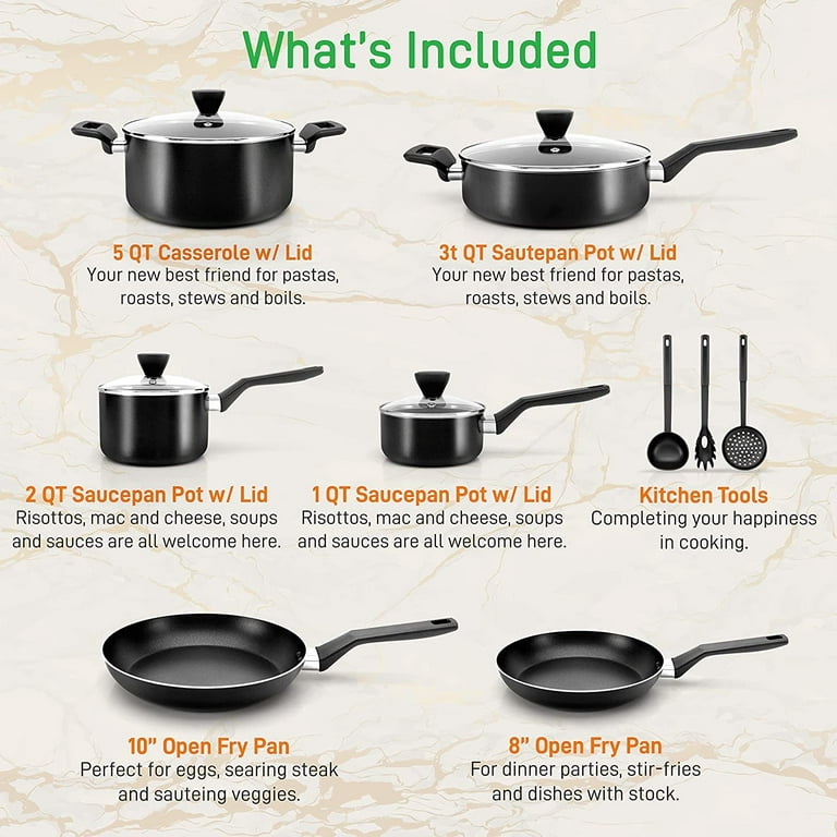 Cookware Set Nonstick 100% PFOA Free Induction Pots and Pans Set with  Cooking Utensil 13 Piece – White Cookware Set Nonstick 100% PFOA Free  Induction