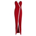 thumbnail image 2 of Vestido retro de playa para mujer, sin tirantes, ajustado, con abertura frontal, para mujer S Hugo  Vestido largo de las mujeres, 2 of 10