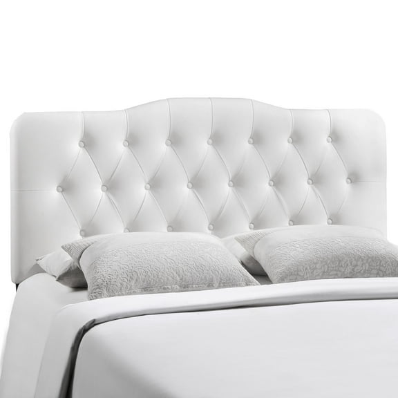 Modern Contemporary King Size Vinyl Headboard, White Faux Leather