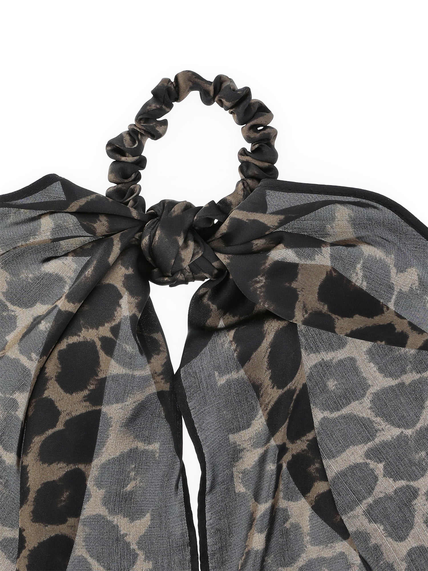 Time and Tru Women's Print Pony Scarf Hair Accessory, Olive