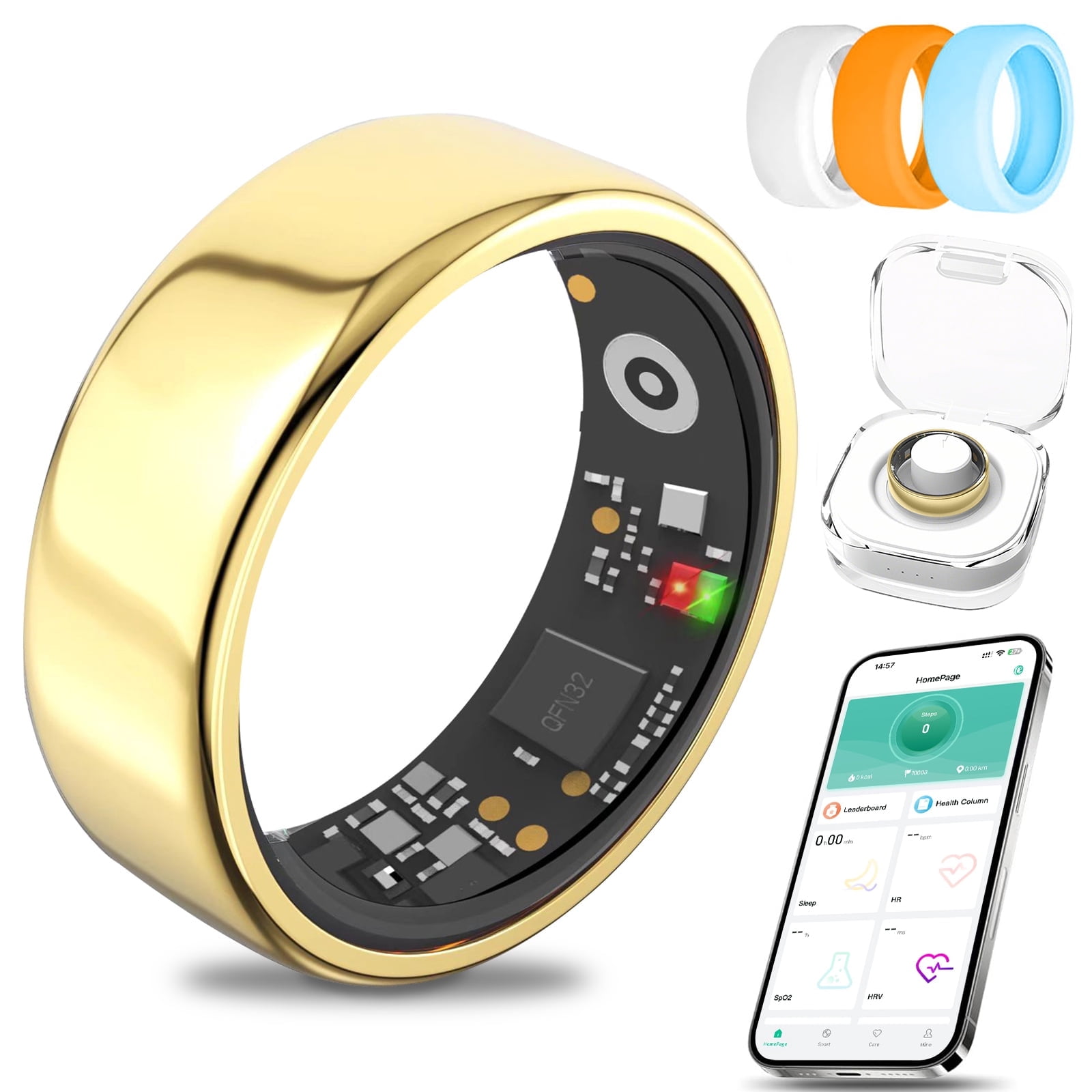 MUMUCREAM Mart Ring | Fitness Tracking Ring | Sleep Monitor | 5-Day Battery | No Subscription | Gold, Size 13