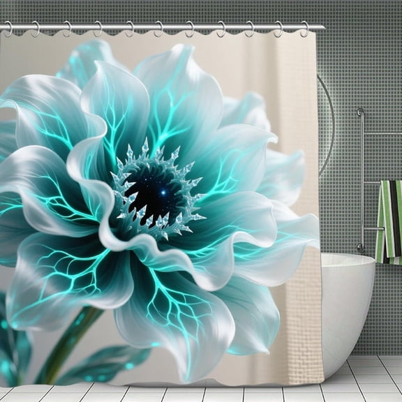 Beautiful Floral Print Shower Curtain,Modern Fabric Waterproof Shower Curtain Set with Hooks 70.8×70.8Inch (180×180cm)