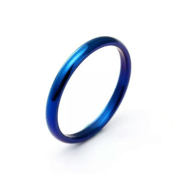 2mm Titanium Steel High Polished Blue Band Womens Gift Wedding Tail Ring Sz 6-10